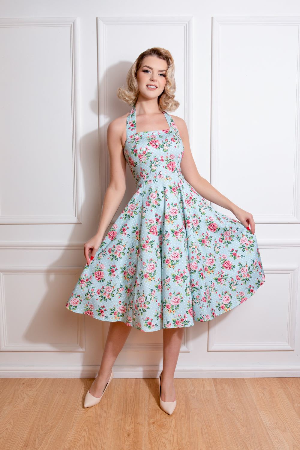 Hearts and roses Heidi dress halterneck £65 size 10,16,18