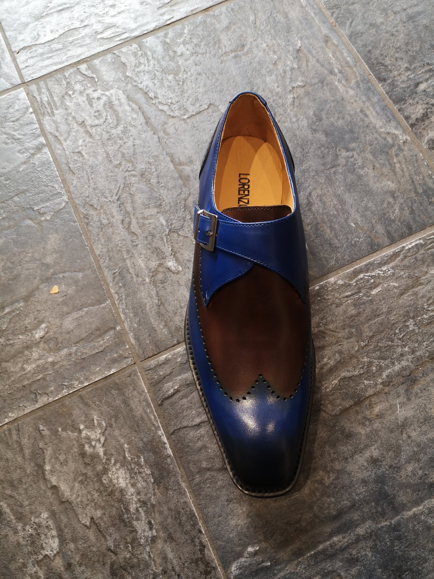 Lorenzo Conti gents discounted blue French footwear brand £99 reduced seconds sold as £45