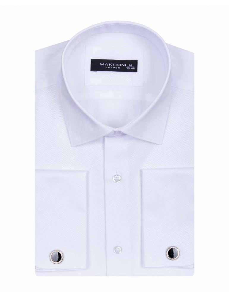 Makrom gents long french cuff shirt white S-6XL
