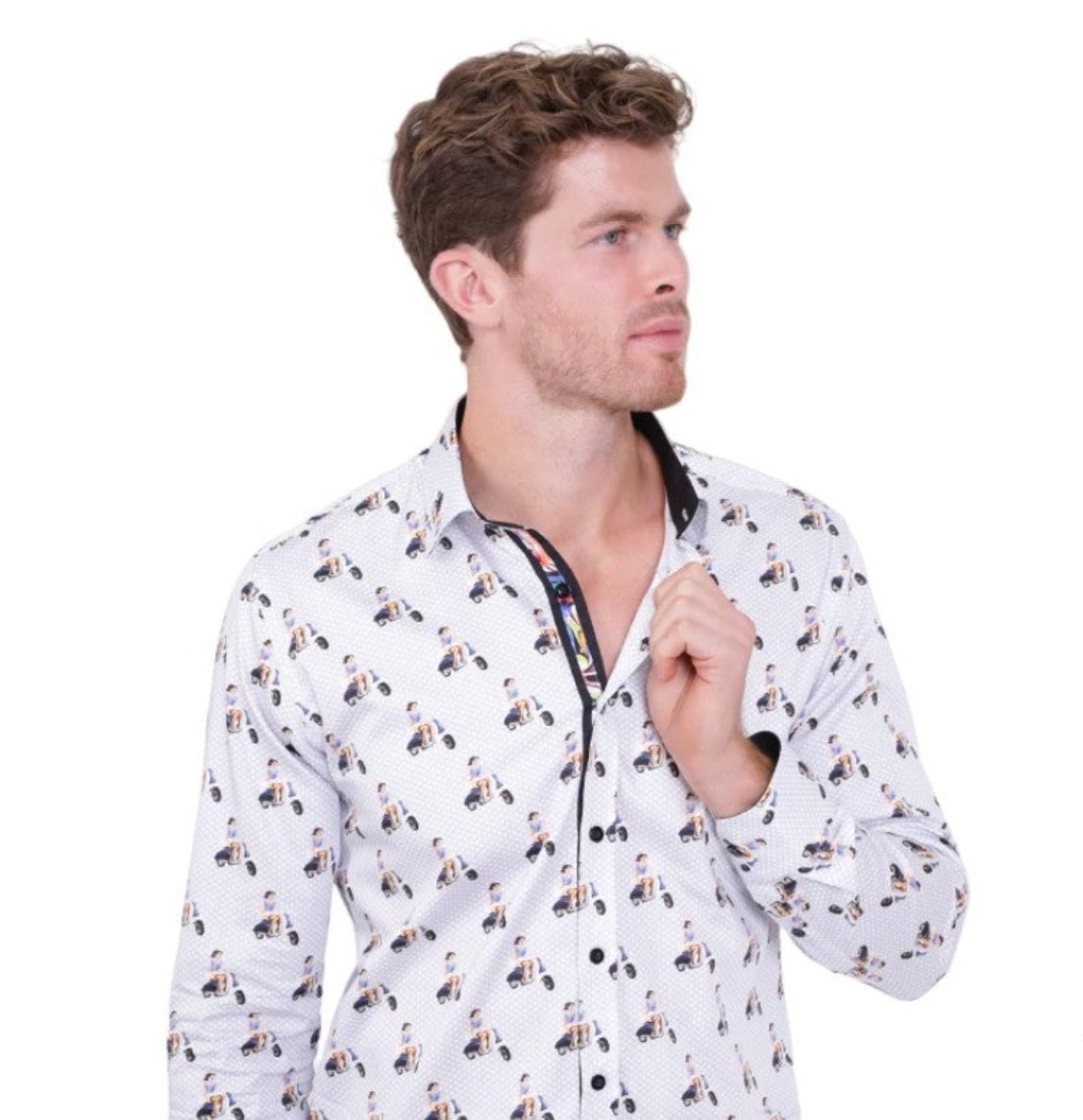 Oscar Banks Gents Shirts with scooter image size 4xl