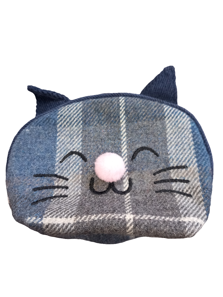 Earth squared tweed cat purse blue £18