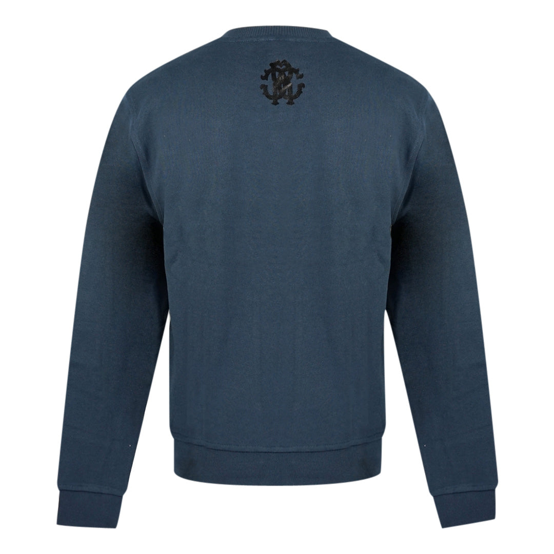 ROBERTO CAVALLI GENTS DISCOUNTED designer wear logo navy sweater £85 now £50 sale
