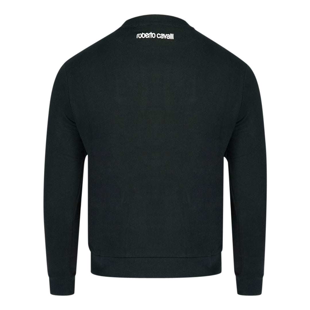 Roberto Cavalli gents discounted designer wear Lynx Mogogram Print Logo Black Sweatshirt now £50 sale