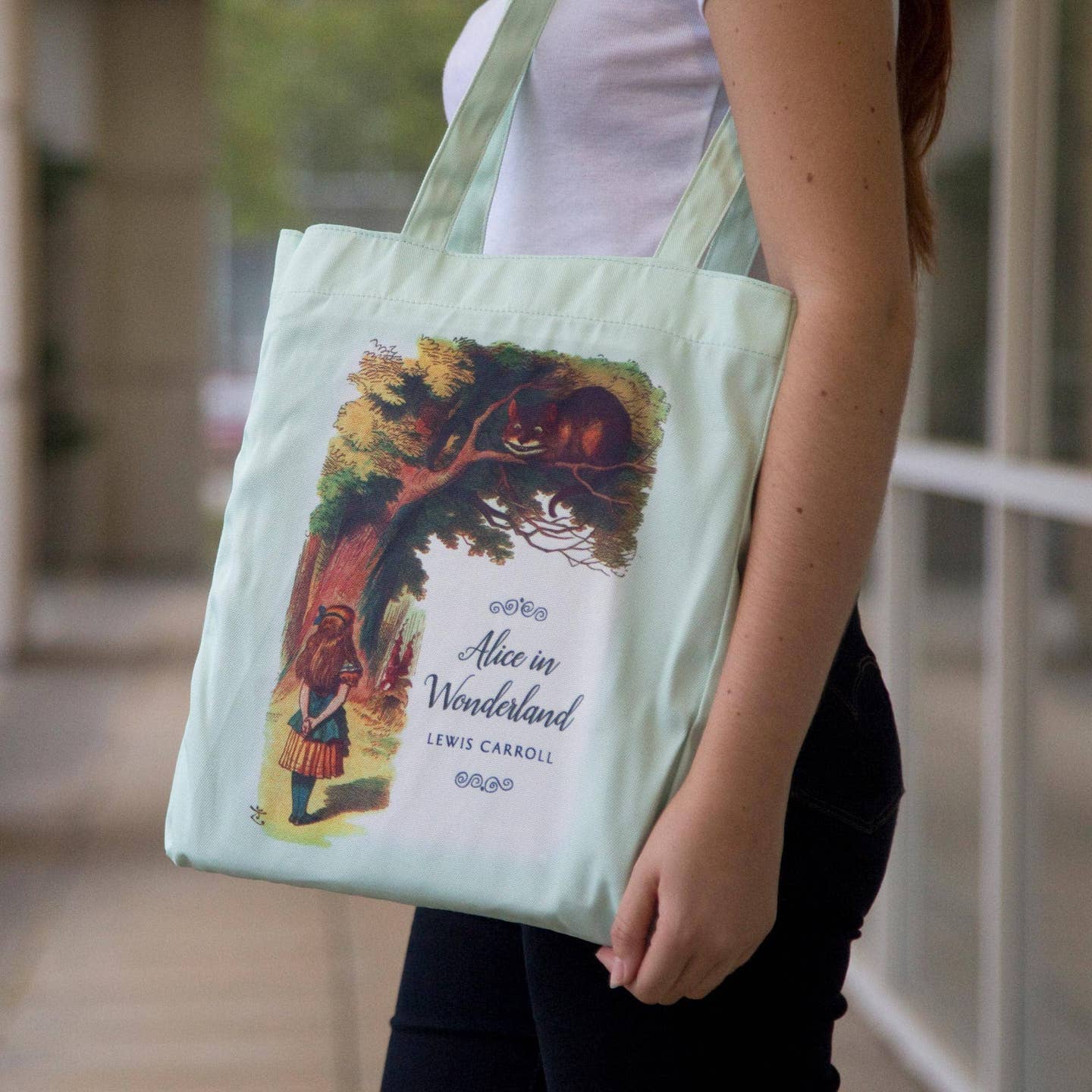 Well Read Company alice in Wonderland green tote
