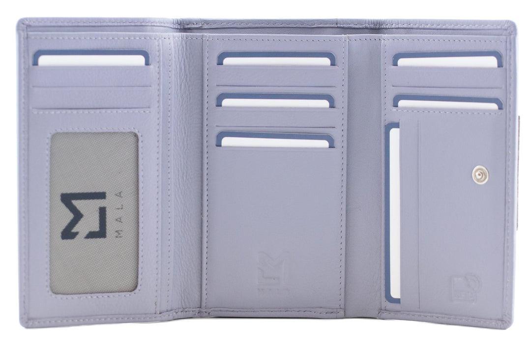 Mala Bella lavender tri fold purse