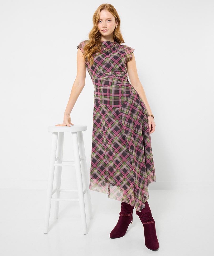 blue and brown dress clothes NEFERTITI NAVY BLUE AND ORANGE MIDI DRESS main image 1
