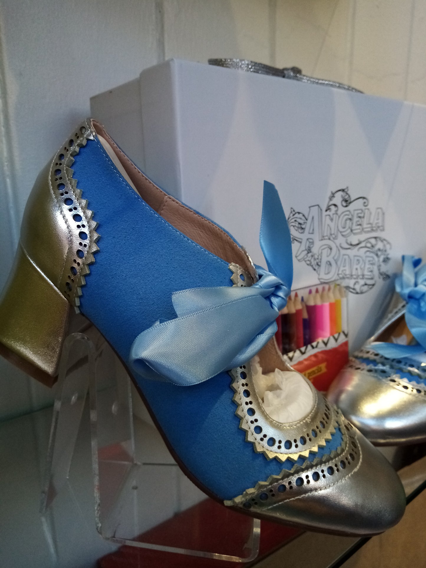 angela bare ladies vegan bespoke design Counserletta blue £79.99 postage uk 8,9 size up now £44 seconds