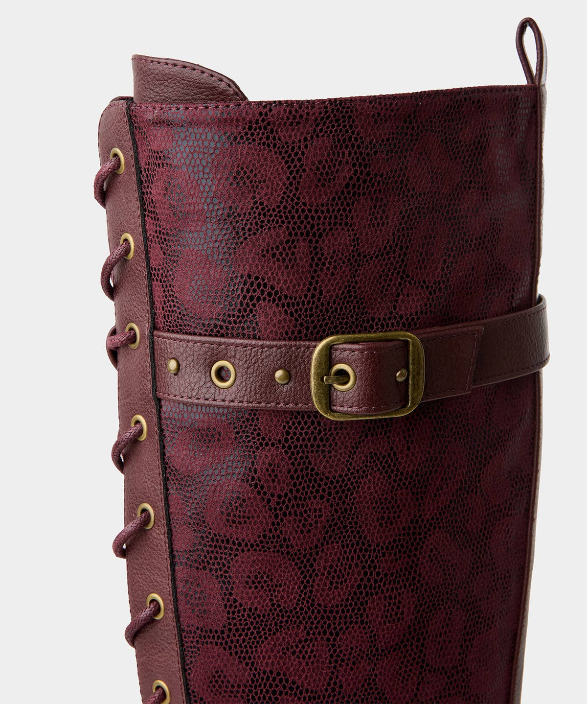 Joe browns Fairweather Lace Up Riding Knee High Boots: Burgundy / Upper:  Lining & Sock:  Outsole: / 7