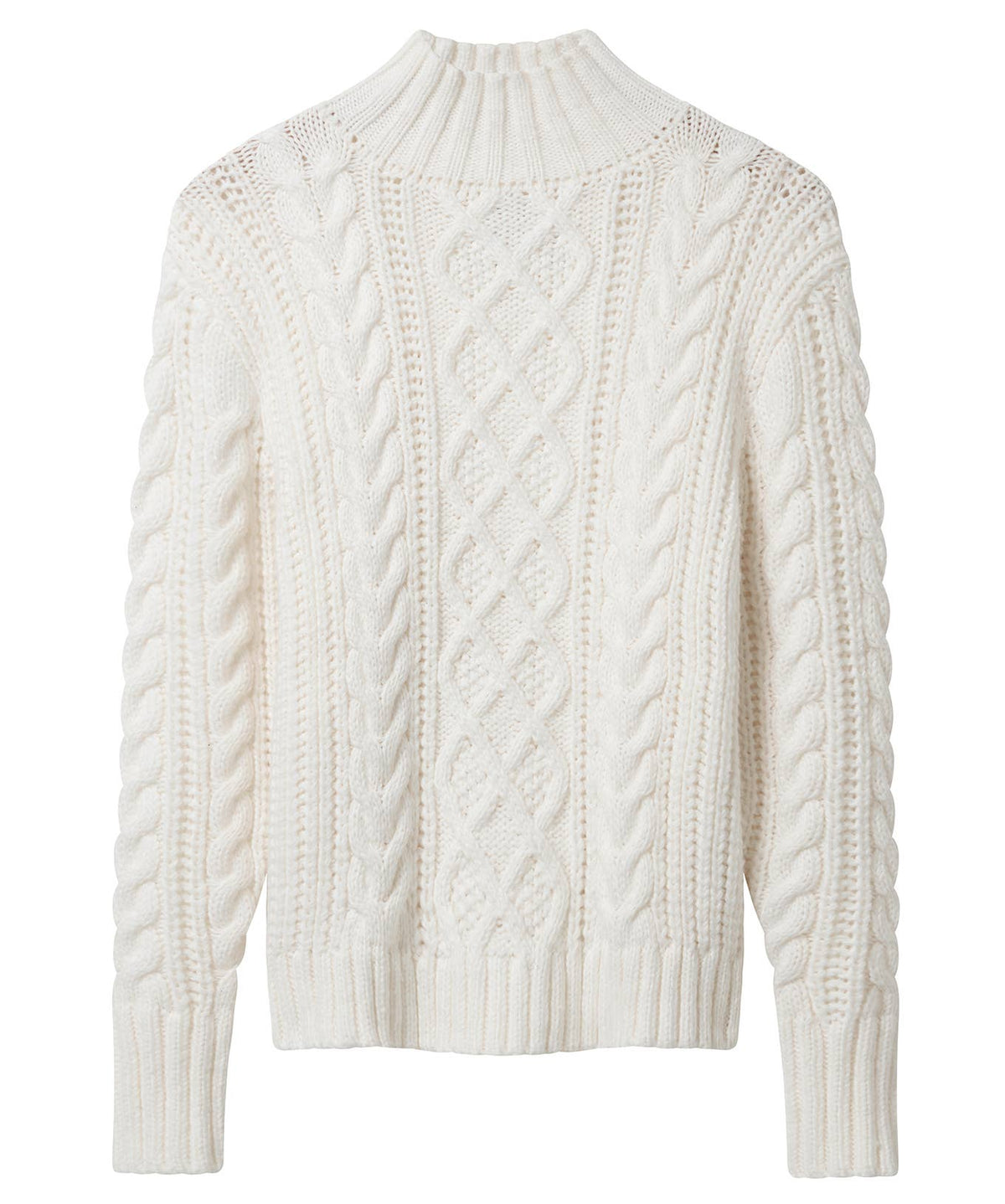 Cosy Cable Knit High Neck Jumper: Cream / 100% Polyester / 16