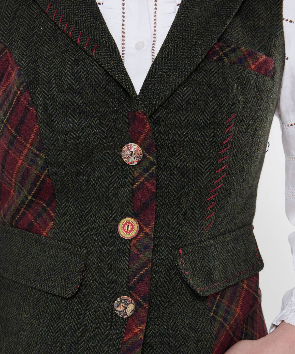 Joe browns Ruby Mix And Match Waistcoat: Green / 44% polyester,28% Wool, 20% Acrylic, 8% Viscose / 16