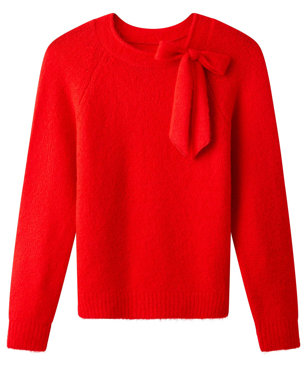 Daisy Tie Neck Jumper: Red / 63% Acrylic, 29% Polyester, 5% Wool, 3% Elastane / 14