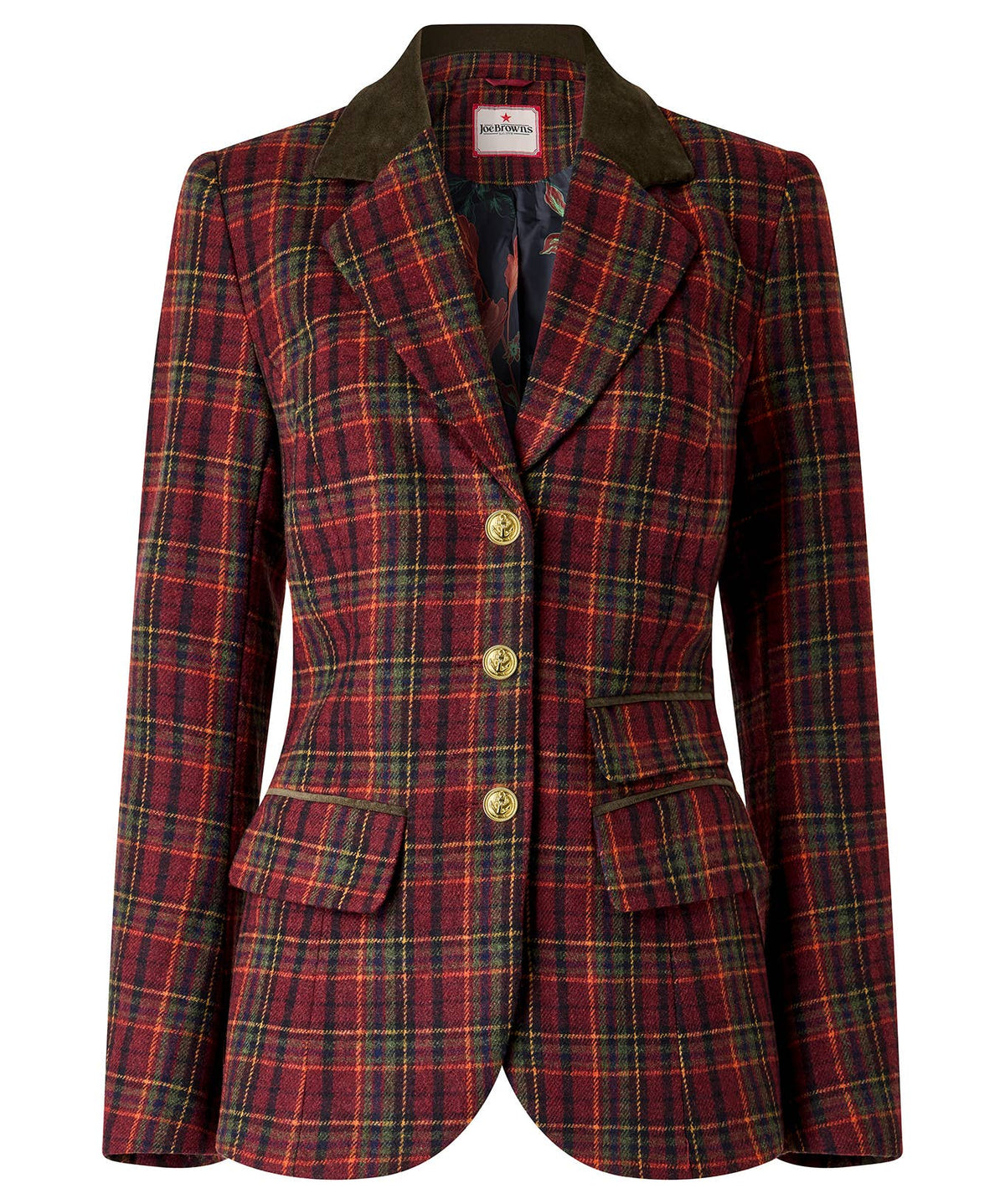 Ruby Heritage Check Jacket: Berry / Shell: 49% Polyester, 23% Wool, 18% Acrylic, 10% Polyamide. Trim: 98% Cotton 2% Elastane / 16