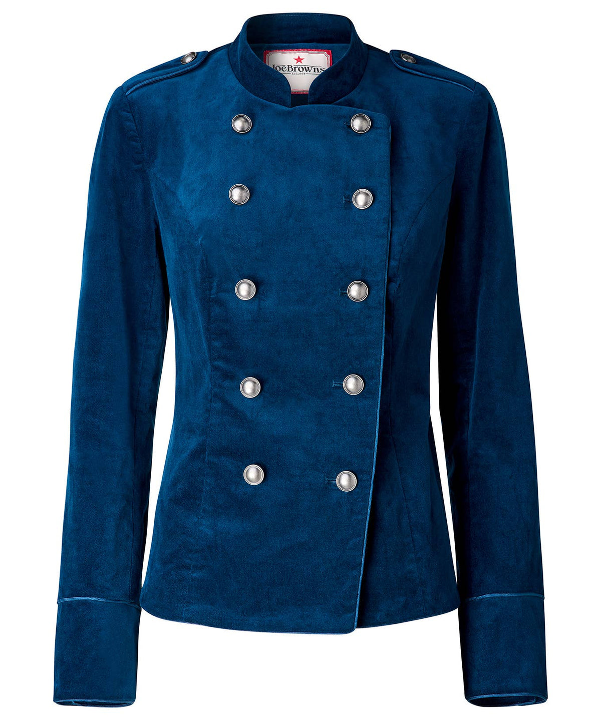 Joe browns winter Majestic Moleskin Military Jacket: Teal / Shell: 98% Cotton, 2% Elastane
Lining/: 100% Polyester / 16