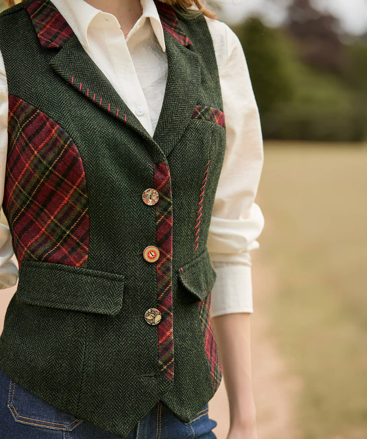 Joe browns Ruby Mix And Match Waistcoat: Green / 44% polyester,28% Wool, 20% Acrylic, 8% Viscose / 16