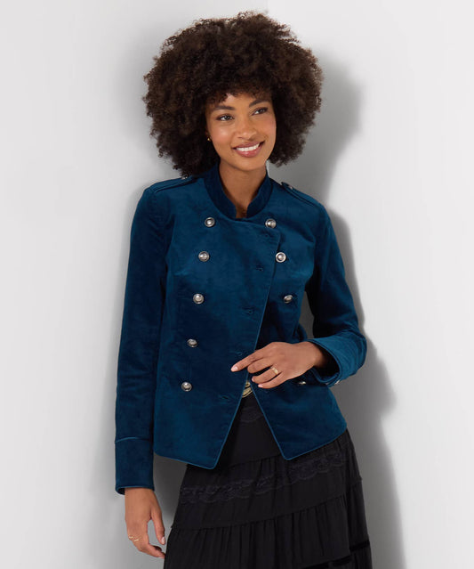 Joe browns winter Majestic Moleskin Military Jacket: Teal / Shell: 98% Cotton, 2% Elastane
Lining/: 100% Polyester / 16