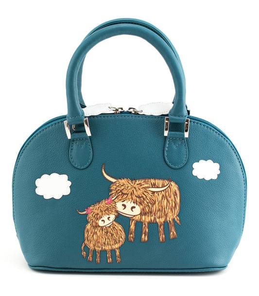 Mala Bella highland cow zip around grab bag teal £78.99