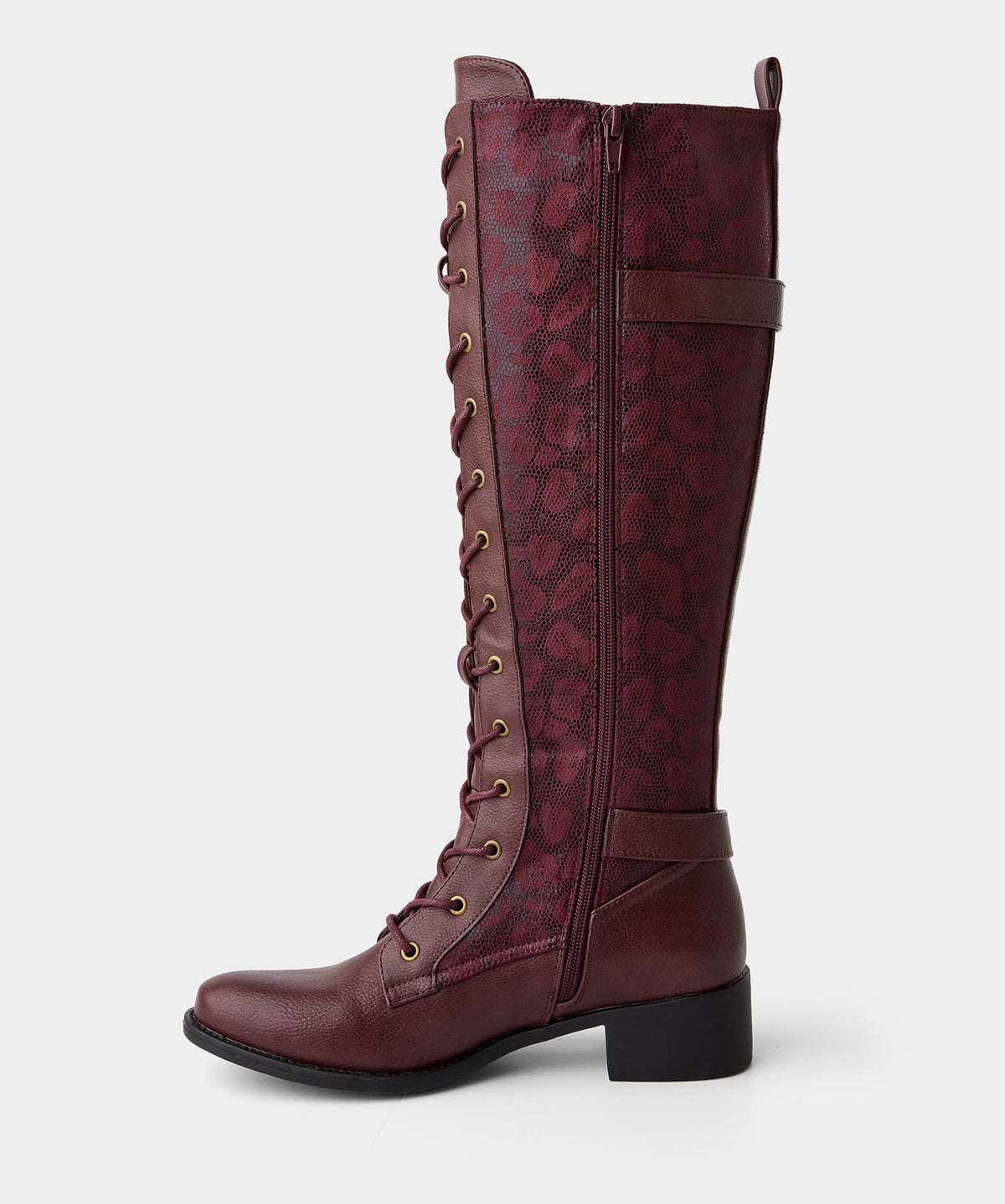 Joe browns Fairweather Lace Up Riding Knee High Boots: Burgundy / Upper:  Lining & Sock:  Outsole: / 7