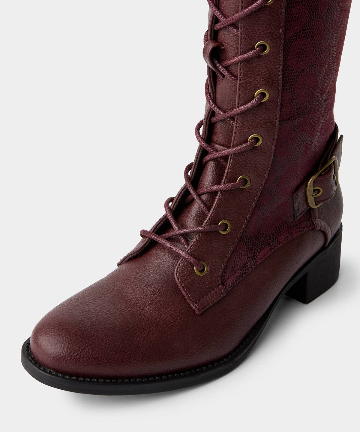 Joe browns Fairweather Lace Up Riding Knee High Boots: Burgundy / Upper:  Lining & Sock:  Outsole: / 7