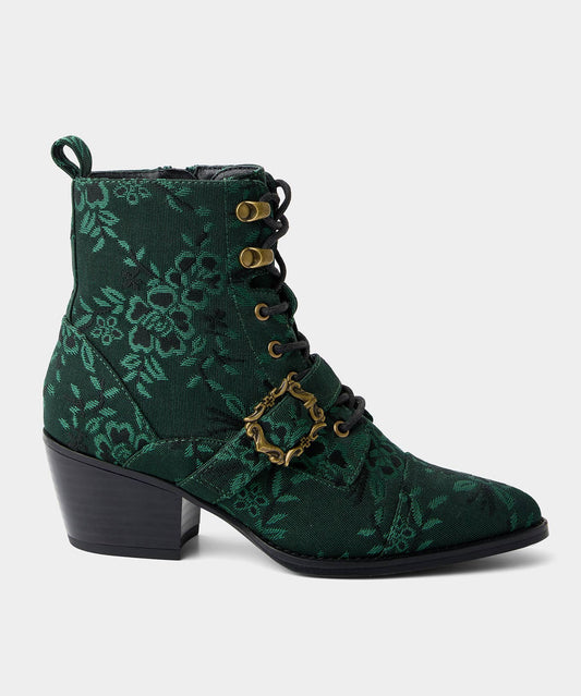 Pippa Printed Ankle Boots: Green / Upper: 95% Microfibre, 5% PU, Lining & Sock: 100% Textile, Outsole: 100% TPR, Sock: 100% PU / 6