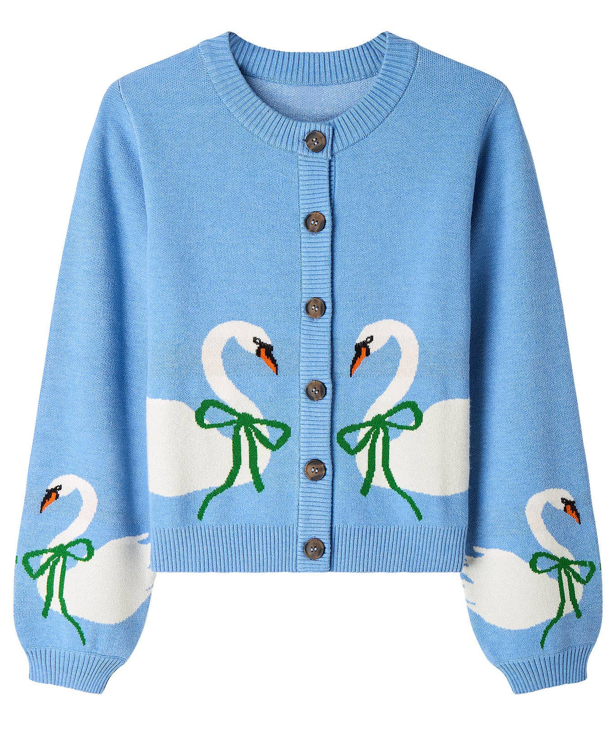 Swanning Around Knitted Cardigan: Blue / 52% Viscose, 28% Polyester, 20% Nylon / 14