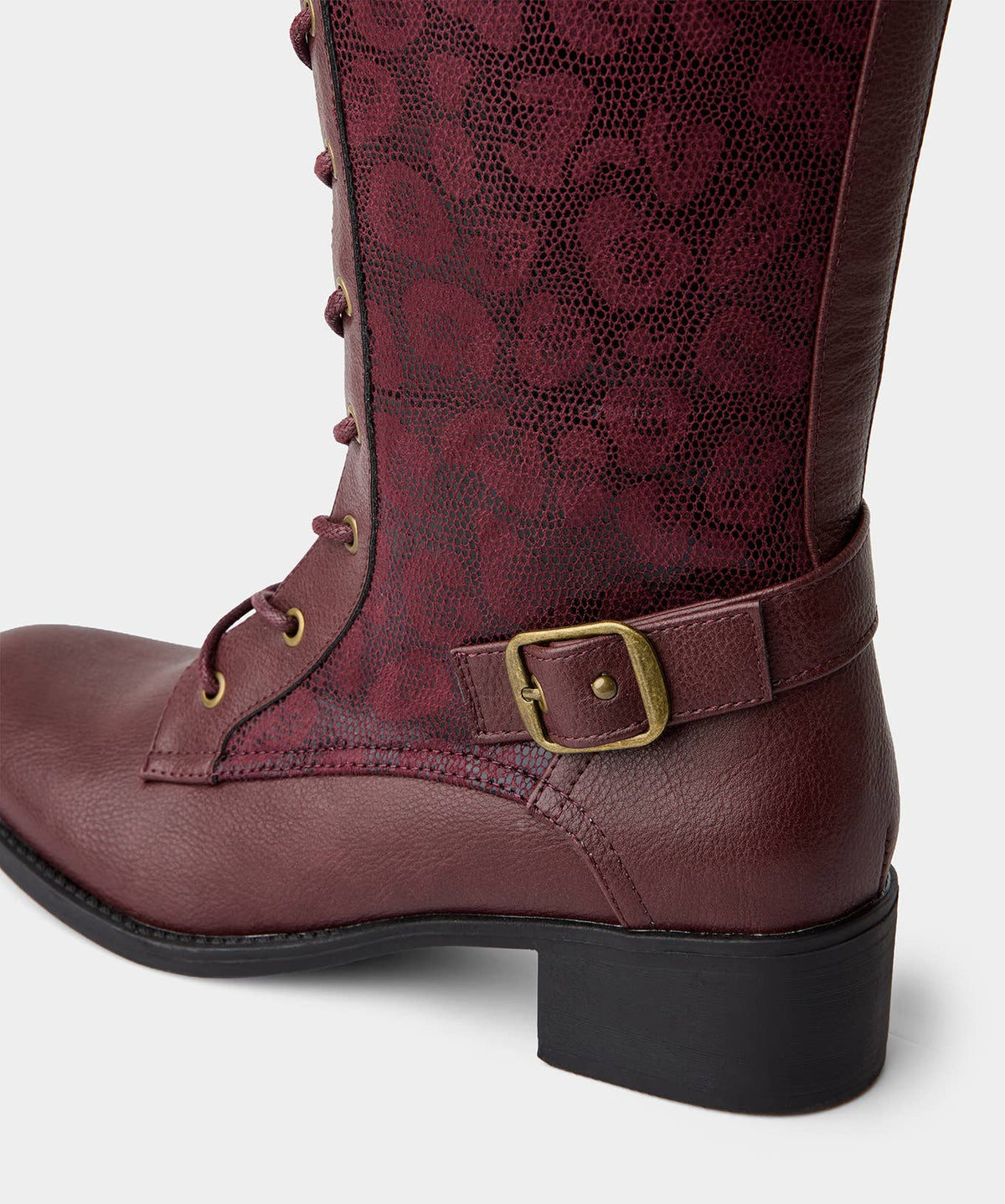Joe browns Fairweather Lace Up Riding Knee High Boots: Burgundy / Upper:  Lining & Sock:  Outsole: / 7