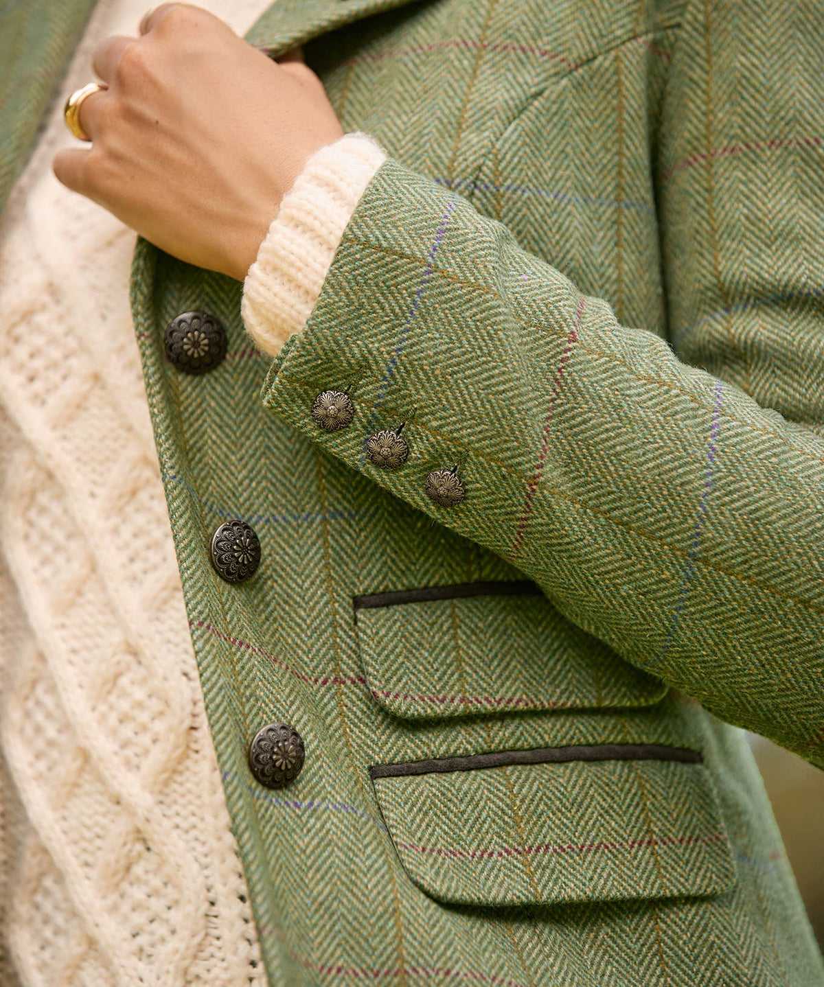 Joe browns Pippa Heritage Longline Jacket: Green / Shell: 48% Polyester, 26% Wool, 18% Acrylic, 8% Polyamide. Trim: 98% Cotton, 2% Elastane / 16