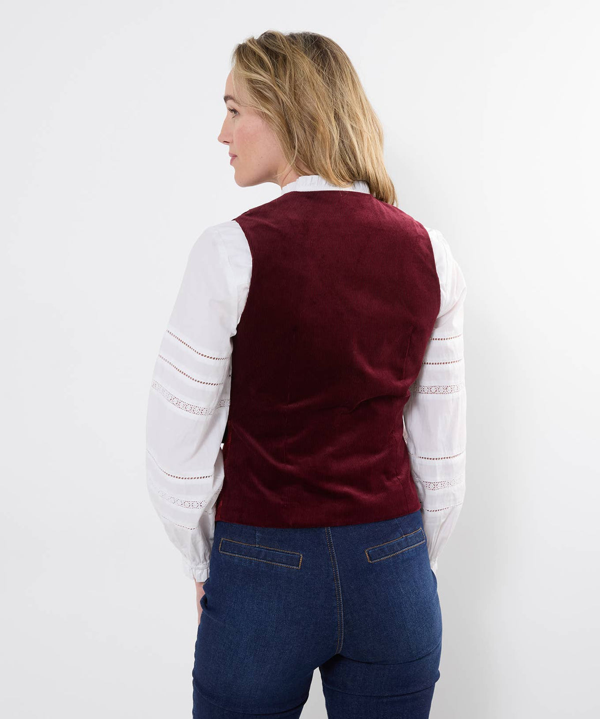 Joe browns Dahlia Mix And Match Waistcoat: Berry / Shell 100% Cotton. Trim: 92% Polyester, 8% Viscose 
Lining: 100% Polyester / 14