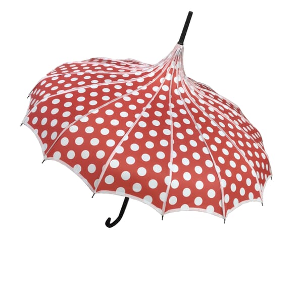 Soake ribbed polkadot pagoda red umbrella with uv protection collecting in store £25 includes parcel force express