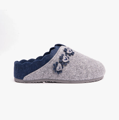 Dr Keller HEART Womens Mule Slippers Grey