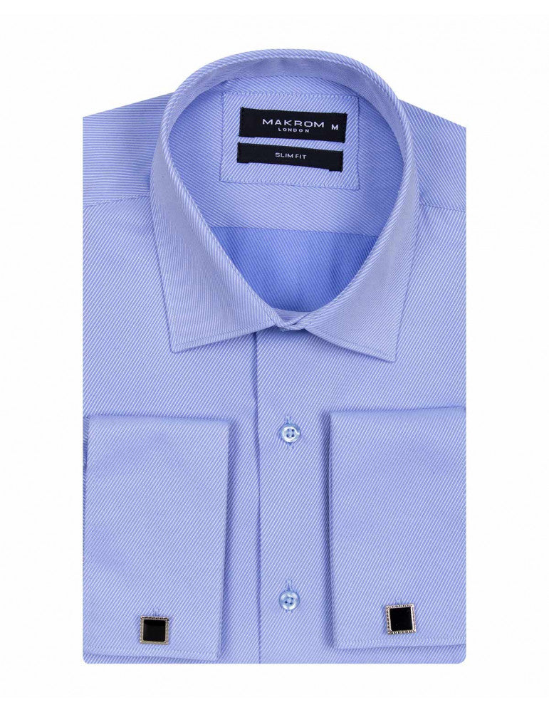 Makrom gents long french cuff shirt blue S-6XL sale