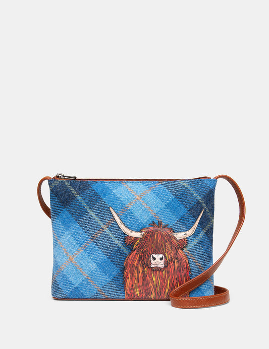 Yoshi highland cow Harris Tweed cross body bag