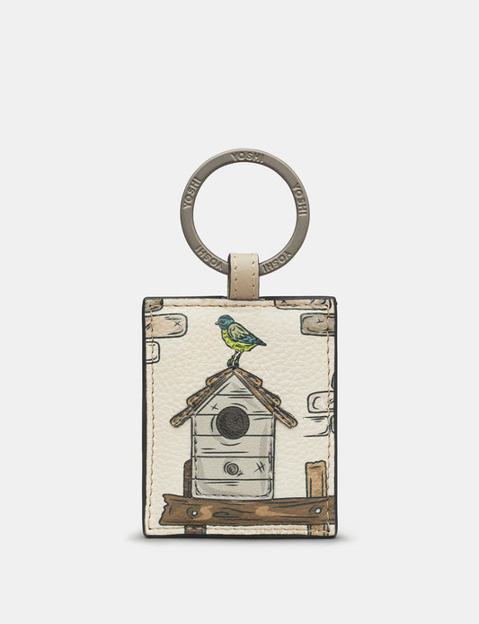 yoshi warm country cottage bird house leather key ring