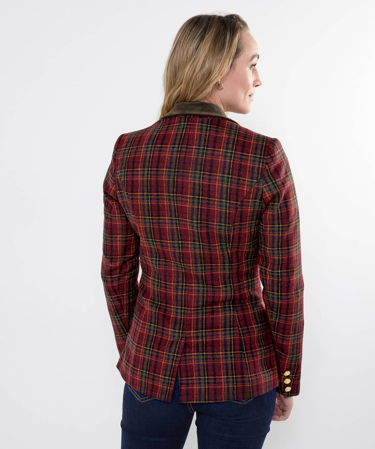 Ruby Heritage Check Jacket: Berry / Shell: 49% Polyester, 23% Wool, 18% Acrylic, 10% Polyamide. Trim: 98% Cotton 2% Elastane / 16