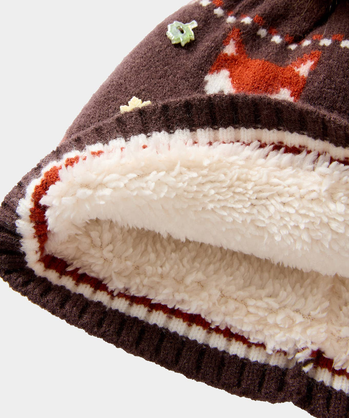 Joe browns Cosy As A Fox Knitted Hat: Brown / Base: 100% POLYESTER Pom Pom: 80%ACRYLIC 20%POLYESTER / One Size