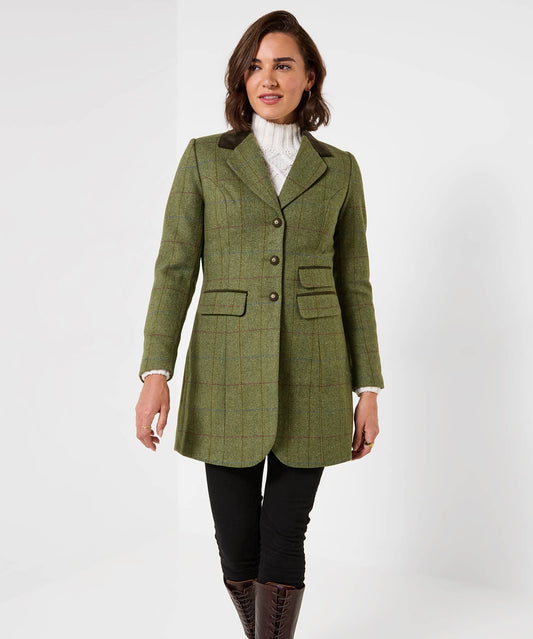 Joe browns Pippa Heritage Longline Jacket: Green / Shell: 48% Polyester, 26% Wool, 18% Acrylic, 8% Polyamide. Trim: 98% Cotton, 2% Elastane / 14