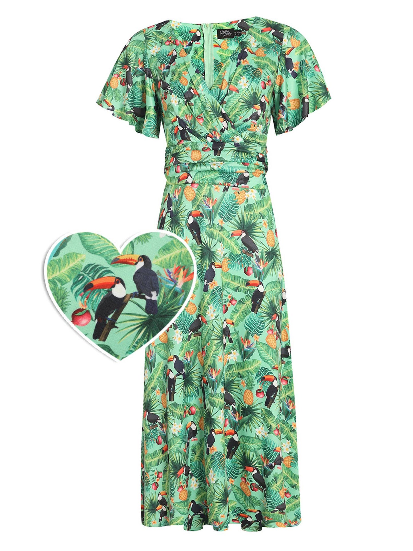 dolly and dotty green tropical toucan 8,10,12 £64.95