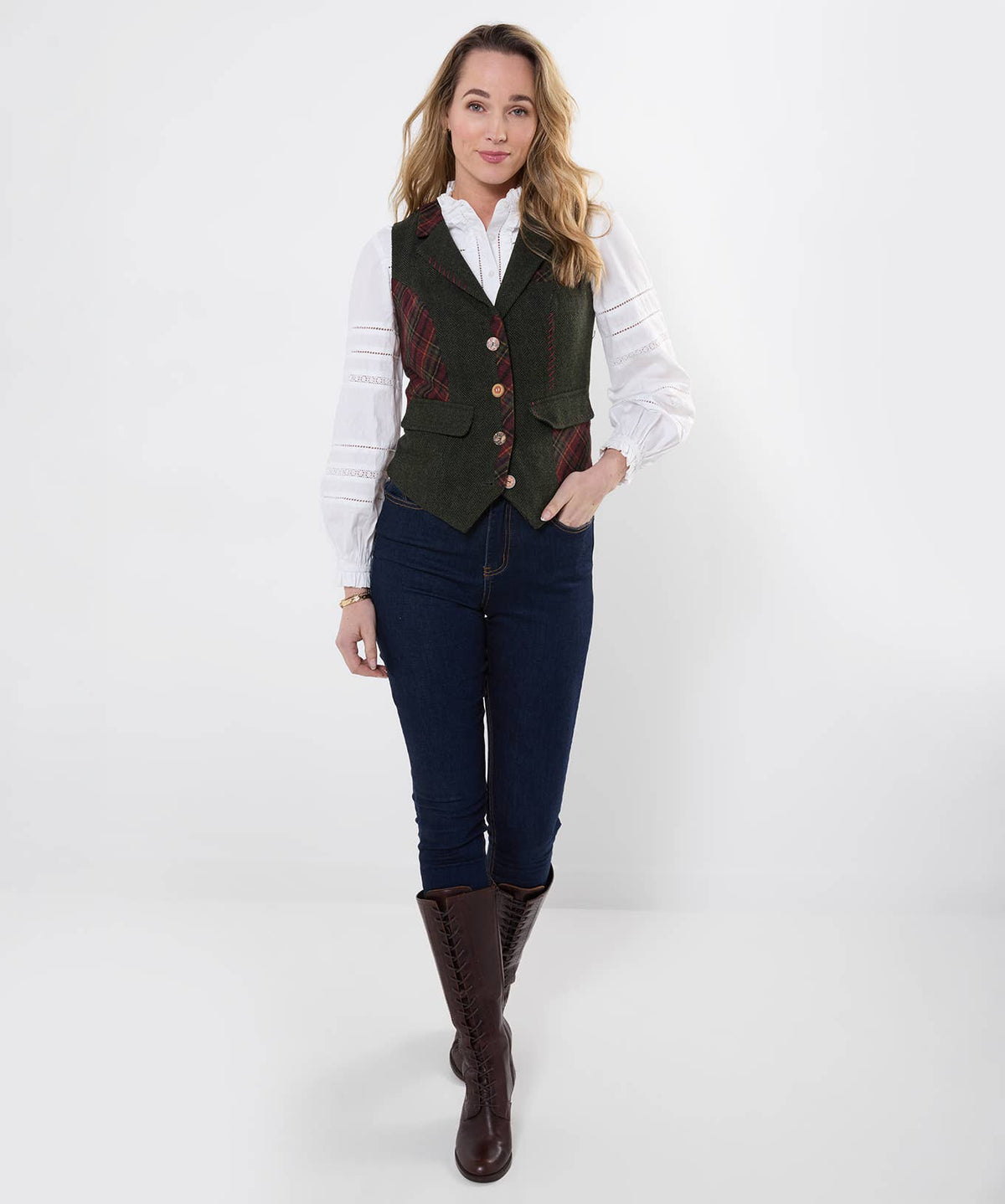 Joe browns Ruby Mix And Match Waistcoat: Green / 44% polyester,28% Wool, 20% Acrylic, 8% Viscose / 16