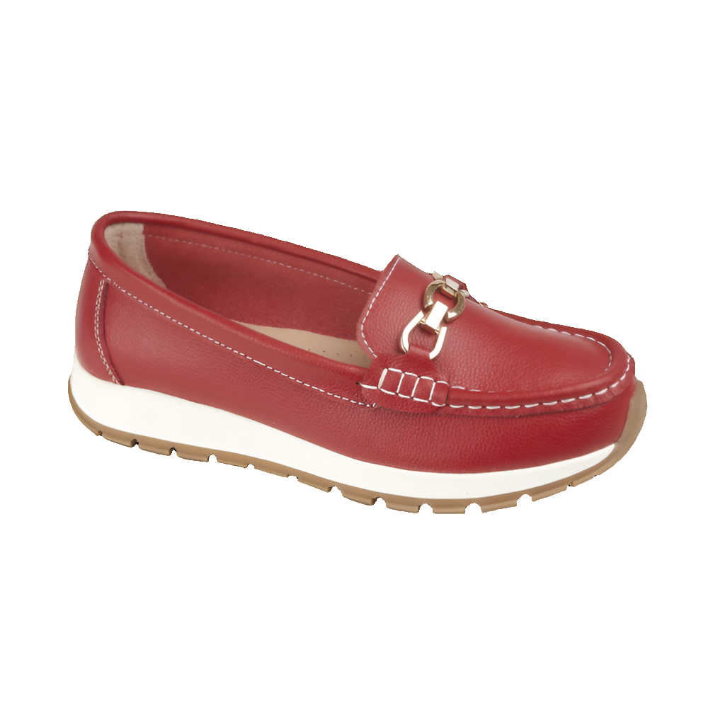 Jo and Joe ladies leather comfy flat shoe new collection red £24.99 plus postage