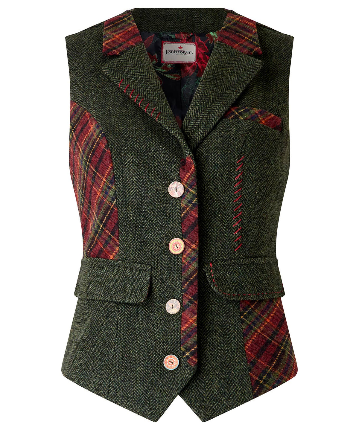 Joe browns Ruby Mix And Match Waistcoat: Green / 44% polyester,28% Wool, 20% Acrylic, 8% Viscose / 16