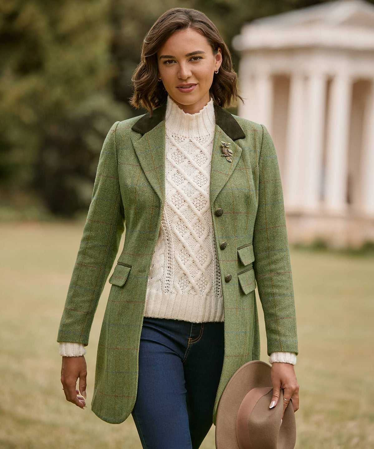 Joe browns Pippa Heritage Longline Jacket: Green / Shell: 48% Polyester, 26% Wool, 18% Acrylic, 8% Polyamide. Trim: 98% Cotton, 2% Elastane / 16
