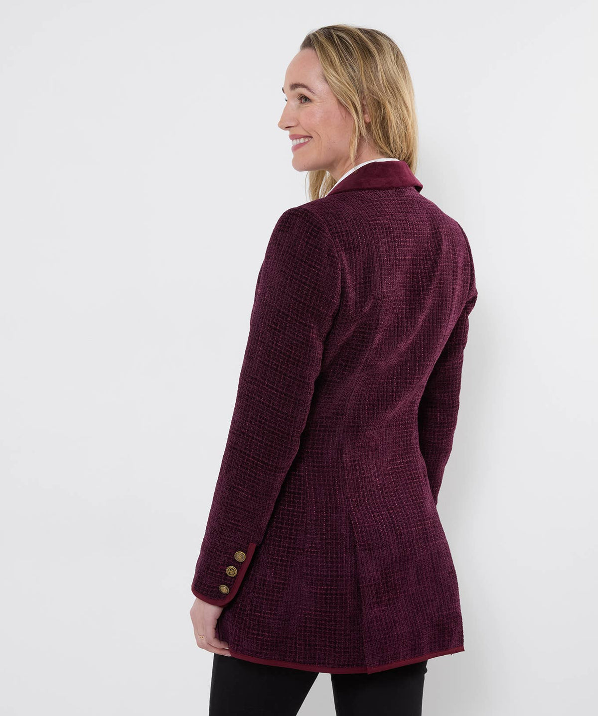 Joe's browns Favourite Forever Longline Jacket: Berry / Shell: 100% Polyester, Trim: 98% Cotton 2% Elastane, Lining: 100% Polyester / 16