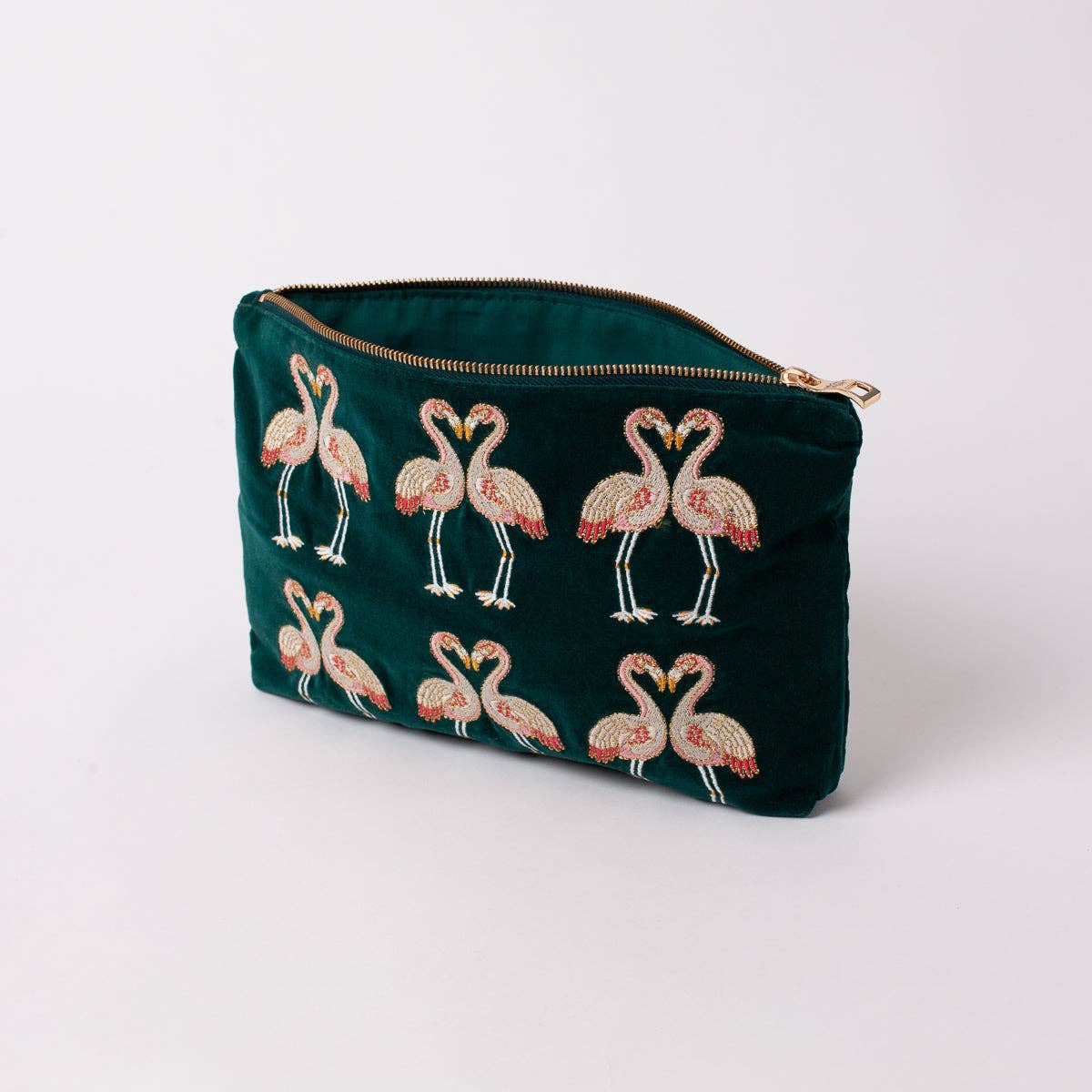 Elizabeth scarlett flamingo every day pouch emerald