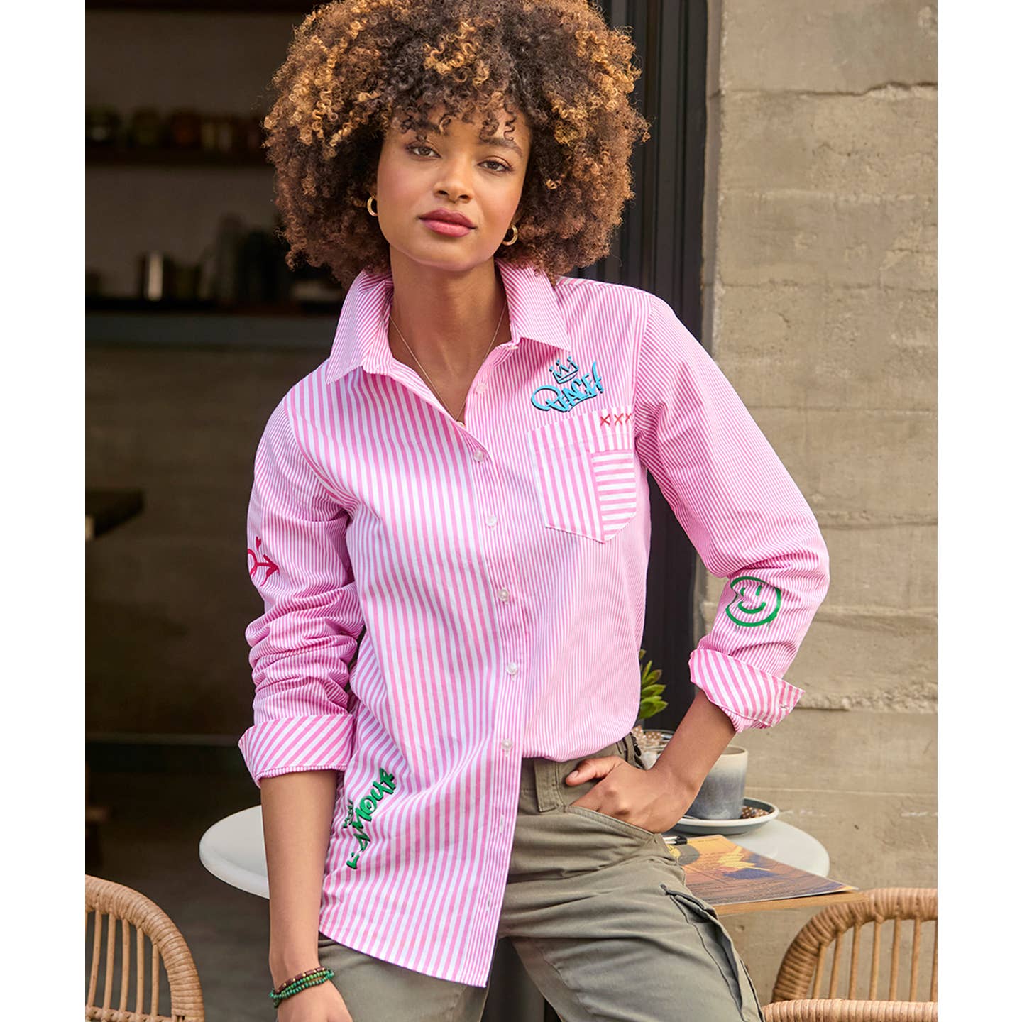 Joe browns 2025 Eliza Pink pinstripe shirt