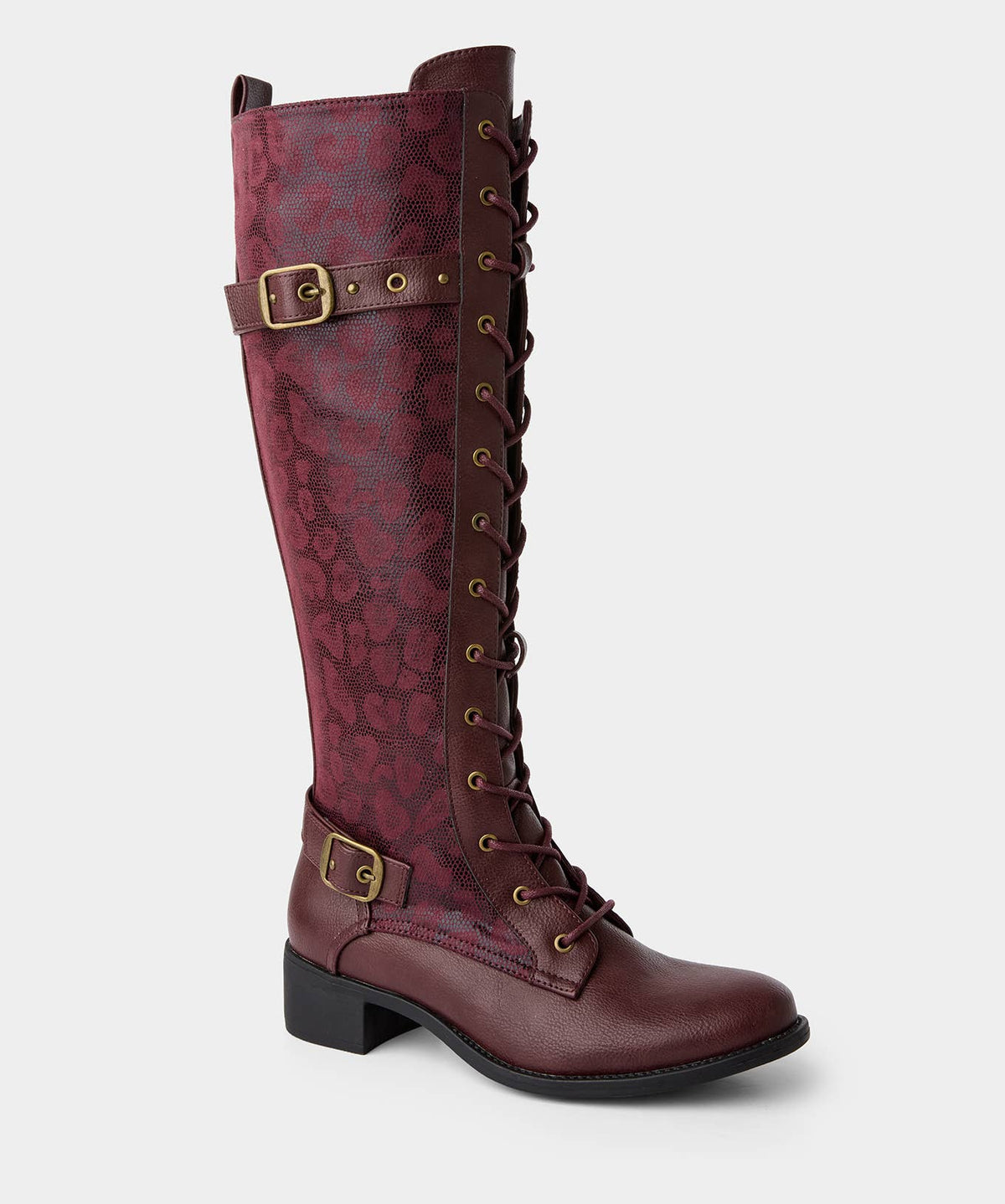 Joe browns Fairweather Lace Up Riding Knee High Boots: Burgundy / Upper:  Lining & Sock:  Outsole: / 7