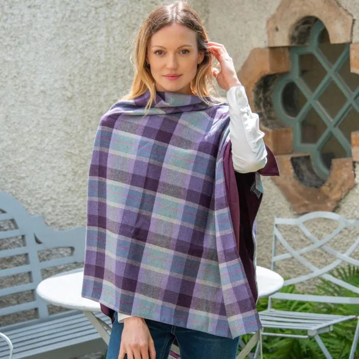 Earth squared tartan poncho new collection back in stock