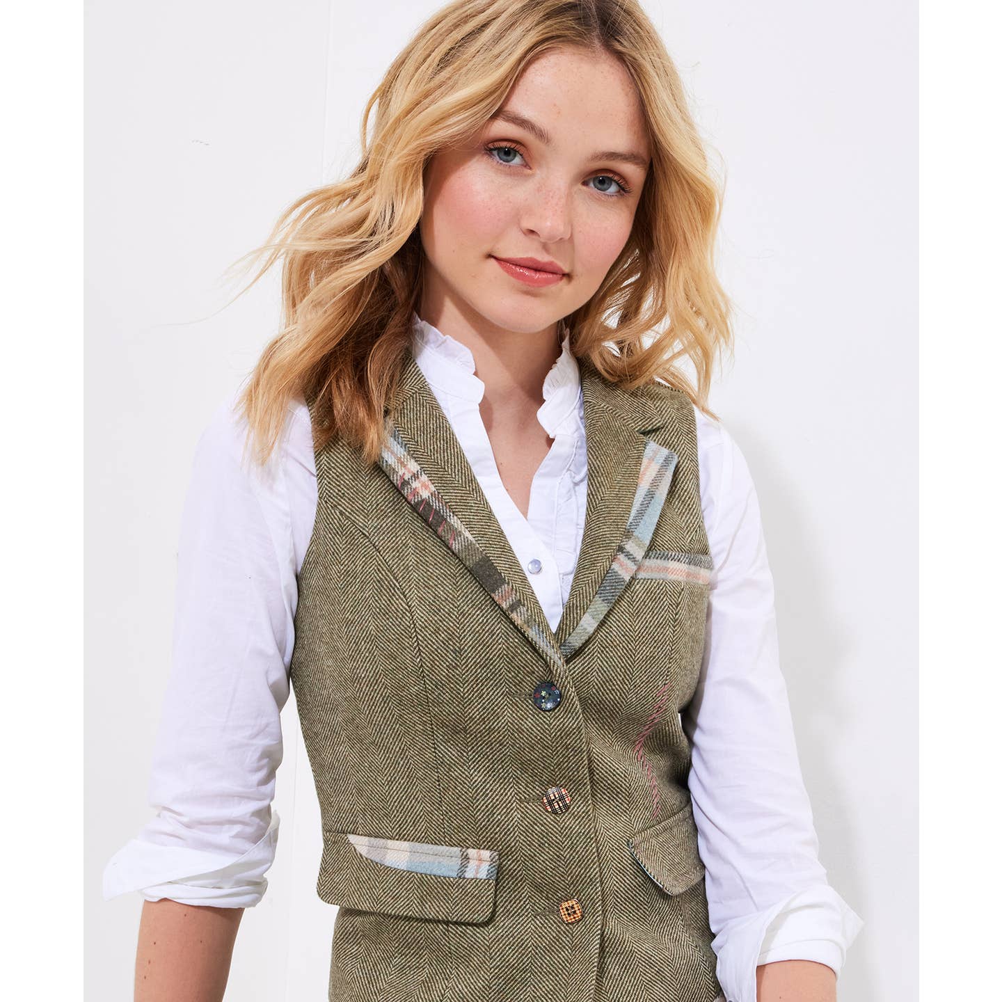 Joe browns 2025 heritage tweed waistcoat green