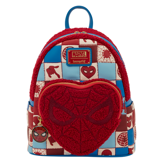 Loungefly 2025 Spider-Man Sherpa Heart Mini Backpack