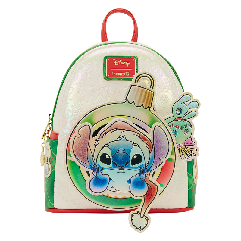 Loungefly 2025 Stitch & Scrump Iridescent Holiday Ornament Mini Backpack