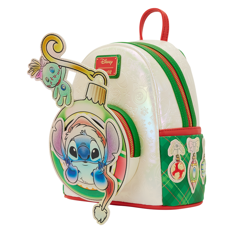 Loungefly 2025 Stitch & Scrump Iridescent Holiday Ornament Mini Backpack
