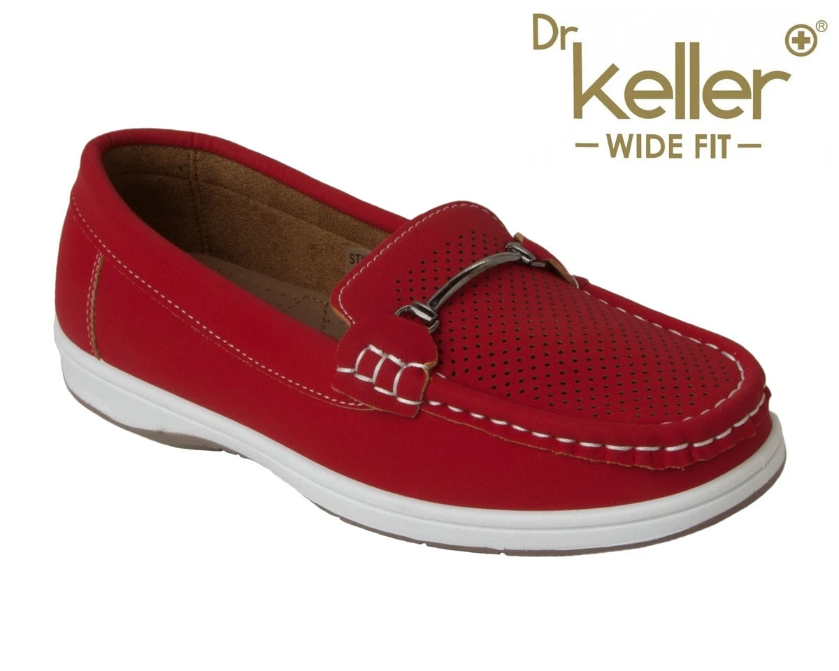 Dr Keller wide fit loafer red ladies flats